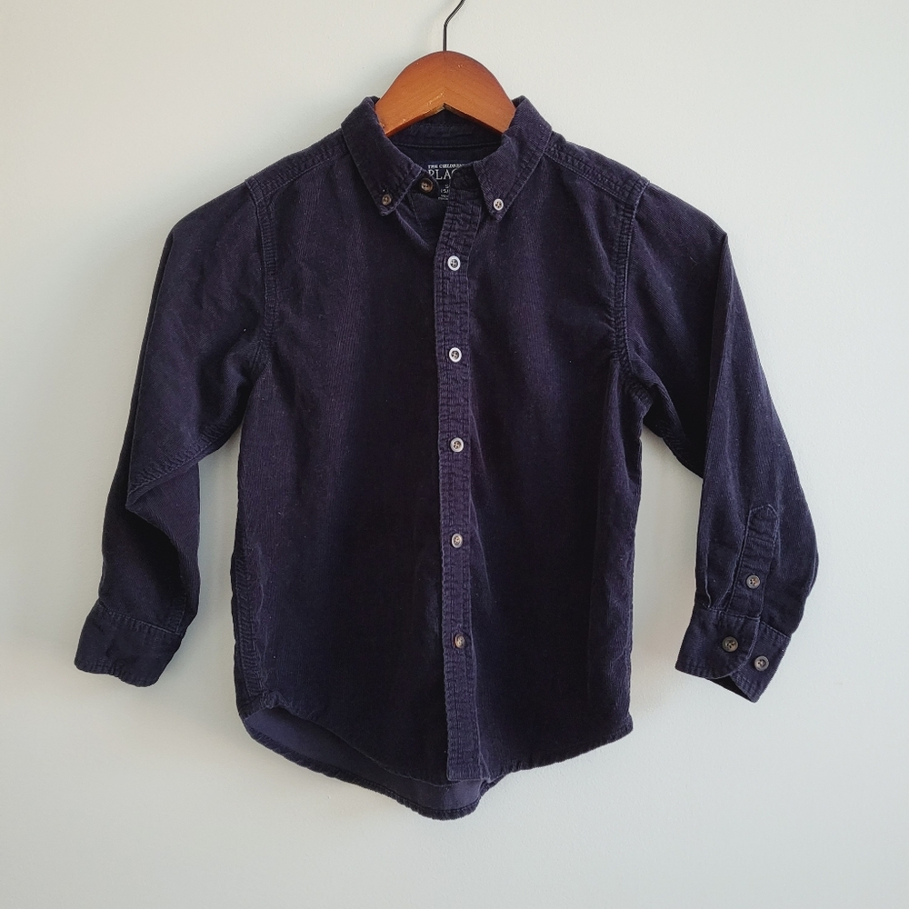 3/$35 The Children's Place size 5/6 navy corduroy button shirt size 5/6 - Picture 1 of 4